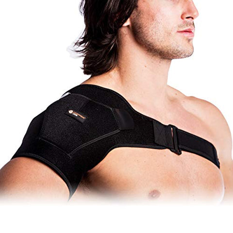 Copper Joe Adjustable Shoulder Brace For Men and Women Ultimate Copper Infused Recovery Compression Support for Torn Rotator Cuff, Tendonitis, Tears, Dislocation and Bursitis