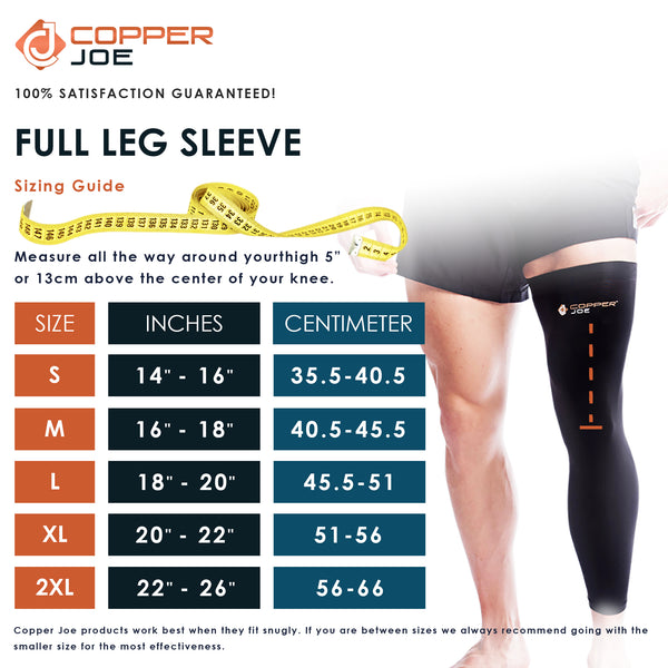 Copper Joe Full Leg Compression Sleeve - Ultimate Copper Infused, Supp –  copperjoe