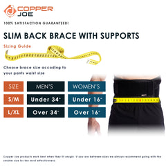 Copper Joe Ultimate Copper Infused Back Brace - Relief from Back Pain, Herniated Disc, Sciatica, Scoliosis and more! Breathable Waist Lumbar Lower Back Brace w Slim Design and Extra Support Bars. For Men and Women