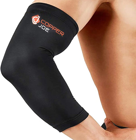 Copper Joe Recovery Elbow Compression Sleeve - Ultimate Copper Relief Elbow Brace for Arthritis, Golfers or Tennis Elbow and Tendonitis. Elbow Support Arm Sleeves For Men and Women
