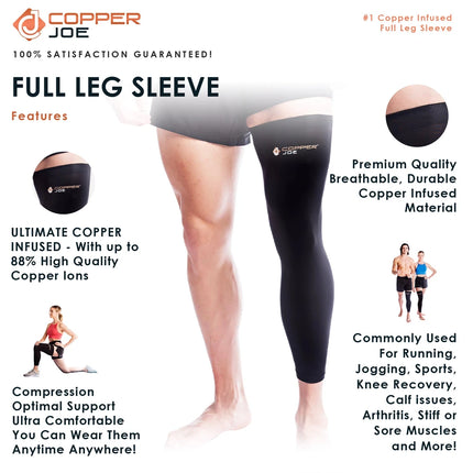 Copper Joe copper-infused full leg compression sleeves 2 pack, view 7