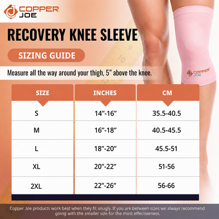 Copper Joe Knee Compression Sleeve Pink – Copper Infused Knee Support Pair for Men & Women