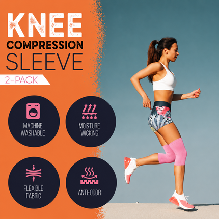 Copper Joe Knee Compression Sleeve Pink – Copper Infused Knee Support Pair for Men & Women