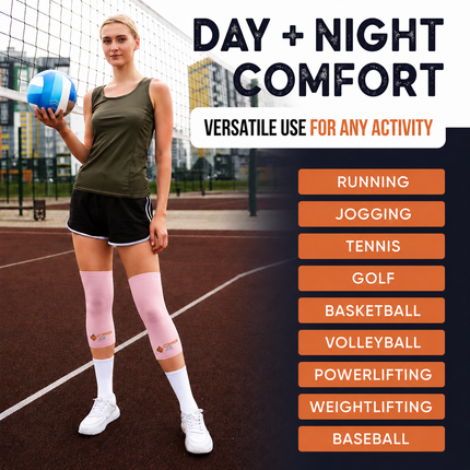 Copper Joe Knee Compression Sleeve Pink – Copper Infused Knee Support Pair for Men & Women