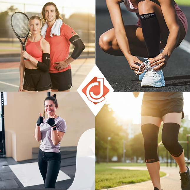 Copper Joe Athlete Performance Pack – Copper Infused Knee, Elbow, Fingerless Gloves & Calf Compression Bundle