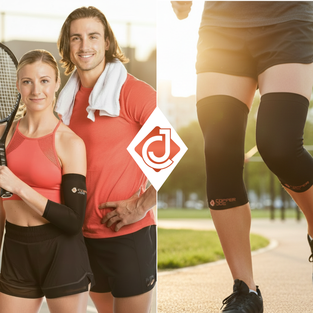 Copper Joe His & Hers Recovery Set – Copper Infused Knee & Elbow Compression 2 Pack Bundle