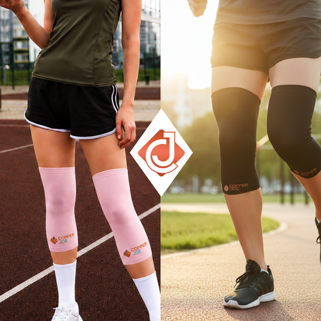 Copper Joe His & Hers Knee Bundle – Pink & Black Copper Infused Knee Compression Sleeve 2 Pack Set
