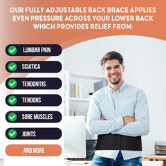 Copper Joe Back Brace for Lower Back Pain Relief, Back Support Belt Men and Women With Adjustable Black Velcro Lumbar Support Belt for Sciatica