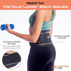 Copper Joe Back Brace for Lower Back Pain Relief, Back Support Belt Men and Women With Adjustable Black Velcro Lumbar Support Belt for Sciatica