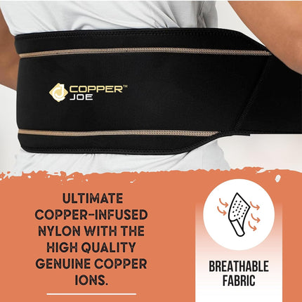 Copper Joe Back Brace for Lower Back Pain Relief, Back Support Belt Men and Women With Adjustable Black Velcro Lumbar Support Belt for Sciatica