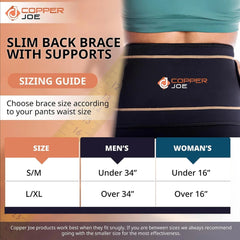 Copper Joe Back Brace for Lower Back Pain Relief, Back Support Belt Men and Women With Adjustable Black Velcro Lumbar Support Belt for Sciatica