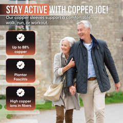 Copper Joe 4 Pack Copper Infused Arch Support Sleeves One Size -Plantar Fasciitis Support Brace for Flat Arches, Foot Care, Feet Pain and Heel Spurs. For Men and Women