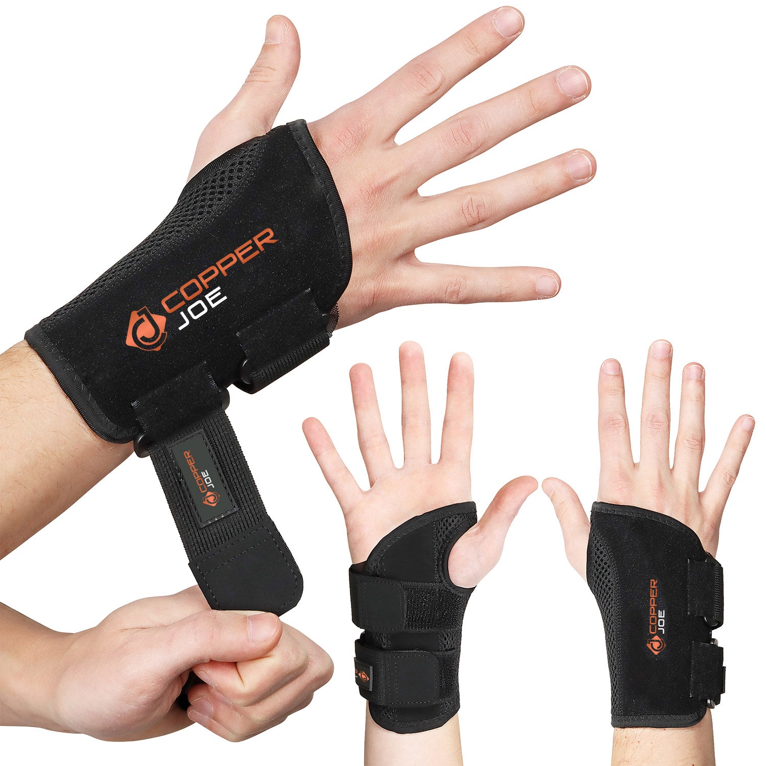 Copper Joe Ultimate Copper Infused Wrist Brace for Carpal Tunnel,  Tendonitis, Arthritis- Day and Night Wrist Support Brace - For Men and  Women, Left