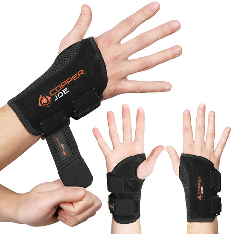 Copper Joe Ultimate Copper Infused Wrist Brace for Carpal Tunnel, Tendonitis, Arthritis- Day and Night Wrist Support Brace - For Men and Women, Left or Right Hand