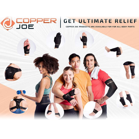 2 Pack - Copper Joe Recovery Elbow Compression Sleeve - Ultimate Copper Relief Elbow Brace for Arthritis, Golfers or Tennis Elbow and Tendonitis. Elbow Support Arm Sleeves For Men and Women