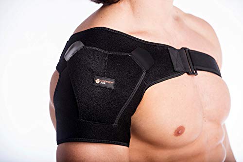 Copper Joe Adjustable Shoulder Brace For Men and Women Ultimate Copper Infused Recovery Compression Support for Torn Rotator Cuff, Tendonitis, Tears, Dislocation and Bursitis