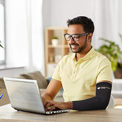 Copper Joe Recovery Arm Compression Sleeve - Ultimate Copper Relief Elbow Brace for Arthritis, Golfers or Tennis Elbow and Tendonitis. Elbow Support Arm Sleeves For Men and Women