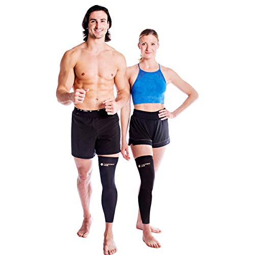 Copper Joe Full Leg Compression Sleeve - Ultimate Copper Infused, Support for Knee, Thigh, Calf, Arthritis, Running and Basketball. Single Leg Pant For Men & Women
