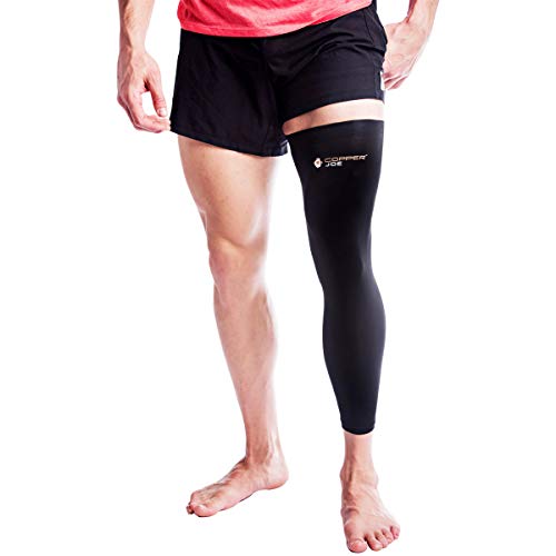 Copper Joe Full Leg Compression Sleeve - Ultimate Copper Infused, Support for Knee, Thigh, Calf, Arthritis, Running and Basketball. Single Leg Pant For Men & Women