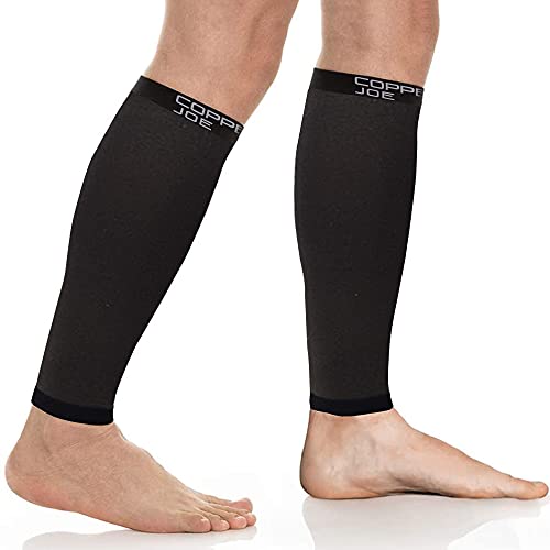 Copper Joe Calf Support Sleeves - Ultimate Copper for Legs Pain Relief-  Footless Socks for Fitness, Running, & Shin Splints