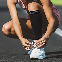 Copper Joe Calf Support Sleeves - Ultimate Copper for Legs Pain Relief- Footless Socks for Fitness, Running, & Shin Splints