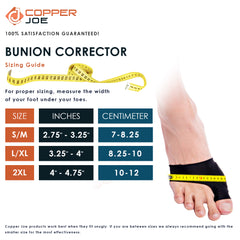 Copper Joe Big Toe Bunion Corrector Sleeves- Ultimate Copper Infused Compression Gel Pads Hallux Valgus Corrector and Shoe Friction Protector. Orthopedic Bunion Corrector- For Men and Women