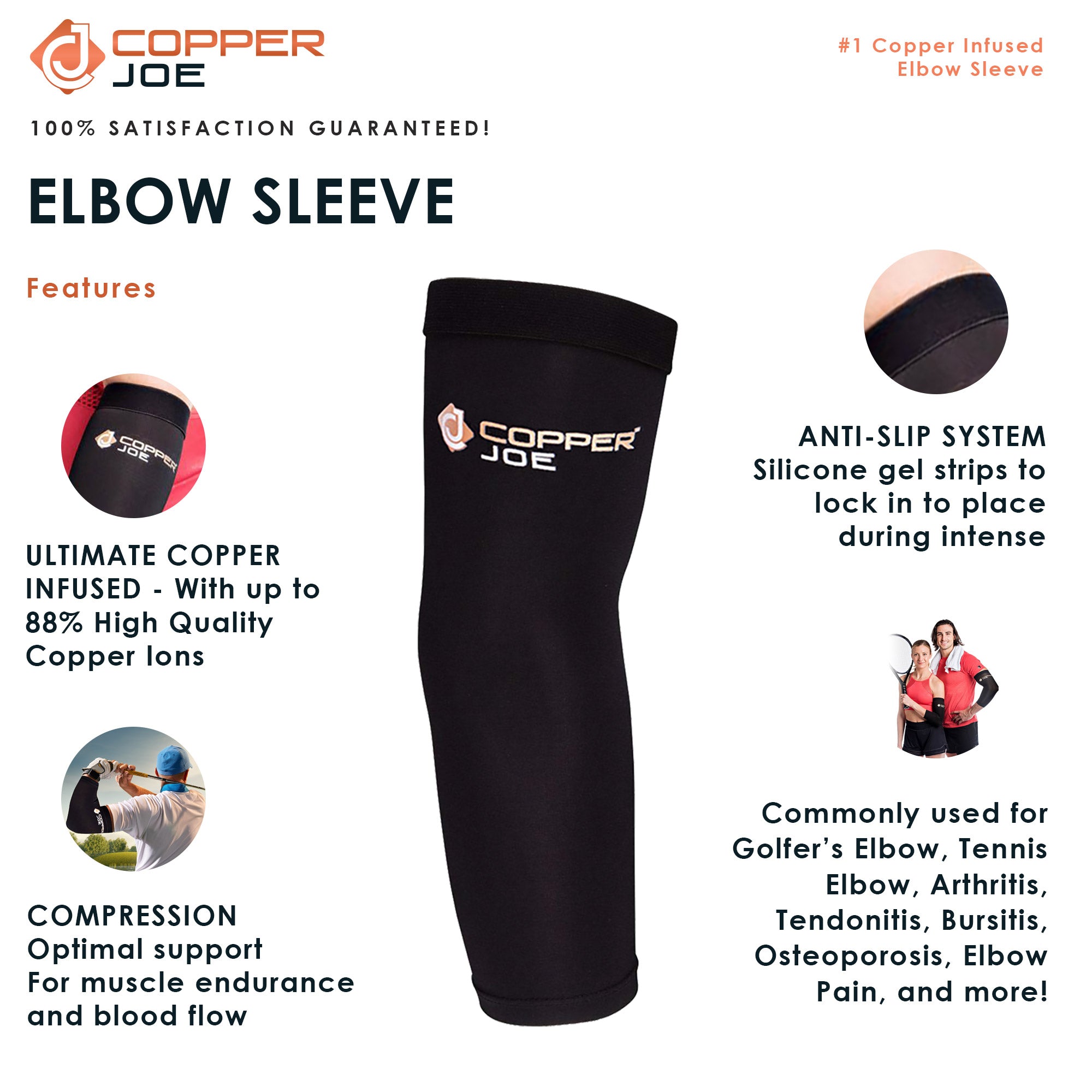 ABYON Medical Grade Copper Elbow Compression Sleeve (2pack) Highest Copper  Content Elbow Brace for Tendonitis and Tennis Elbow Arthritis Golf Elbow  Breathable and Supportive Elbow Brace Relief Elbow Pain for Men and