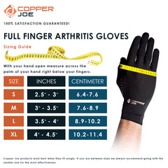 Copper Joe Full Finger Ultimate Copper Infused Arthritis Hand Compression Gloves- For Computer Typing, Carpal Tunnel, Rheumatoid and Tendonitis. For Men and Women (1 Pair)