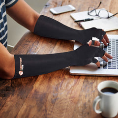 Copper Joe Long Arthritis Gloves - Ultimate Copper Infused For Computer Typing, Carpal Tunnel, Wrist and Hand Support - For Men and Women- 1 Pair