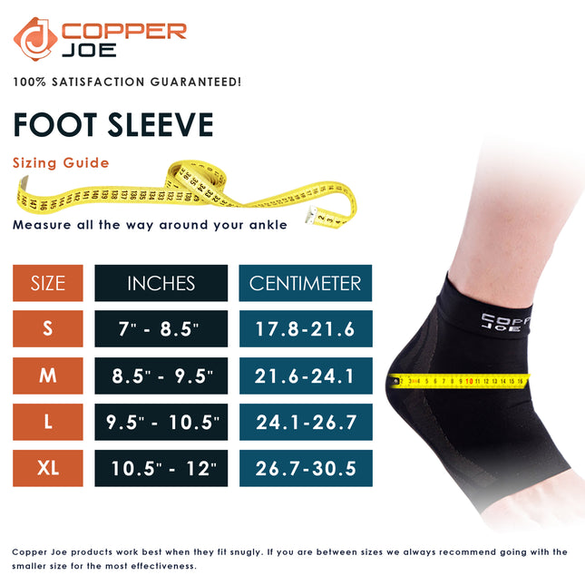 Copper Joe Ankle Brace Compression Sleeve with Heel Pain Relief, Foot Brace, Ankle Wrap Support With Foot Arch Recovery Support For Plantar Fasciitis Socks ,Sprained Ankle, For Men & Women(1 Pair)