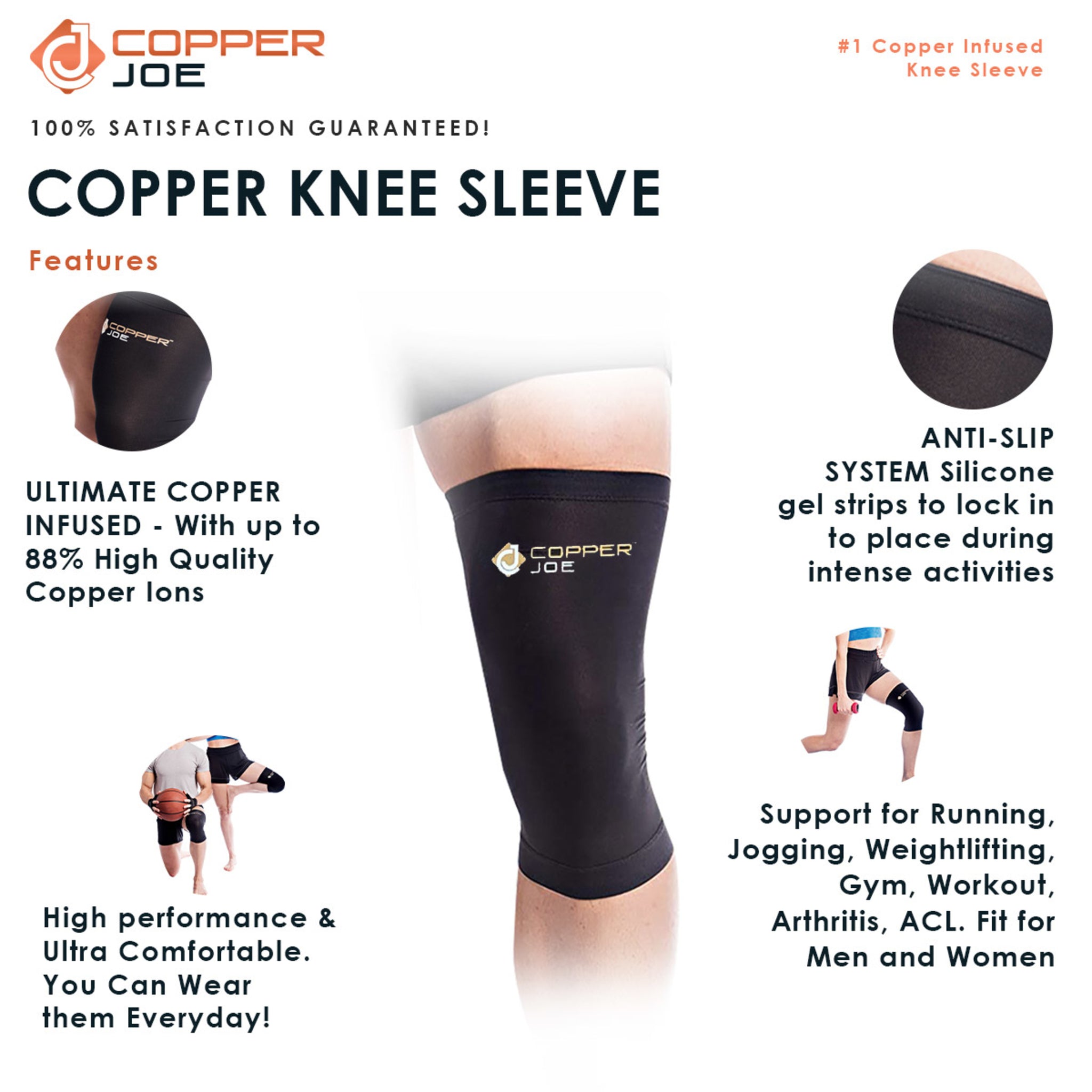  CopperJoint Copper-Infused Compression Knee Sleeve, Promotes  Increased Blood Flow to The Knee While Supporting Tendons & Ligaments for  All Lifestyles, Single Sleeve (Small) : Health & Household