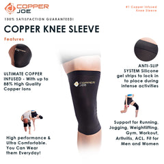Copper Joe Knee Brace Compression Sleeve Copper Infused
