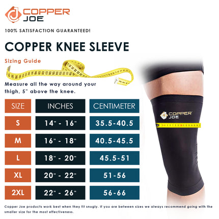 Copper Joe Knee Compression Sleeve – Copper Infused Knee Support Pair for Men & Women