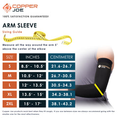 Copper Joe Recovery Arm Compression Sleeve - Ultimate Copper Relief Elbow Brace for Arthritis, Golfers or Tennis Elbow and Tendonitis. Elbow Support Arm Sleeves For Men and Women