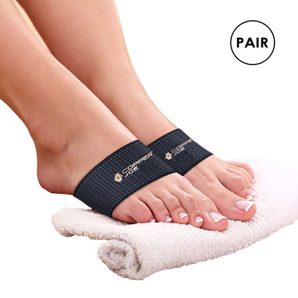 Copper Joe Ultimate Copper Infused Arch Support Sleeves - 1 Pair Plantar Fasciitis Support Brace for Flat Arches, Foot Care, Feet Pain and Heel Spurs. For Men and Women